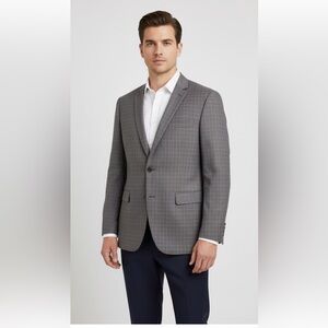 Boccaccio Uomo EUC Men’s Classic Checkered Grey Blue Black Vented Blazer